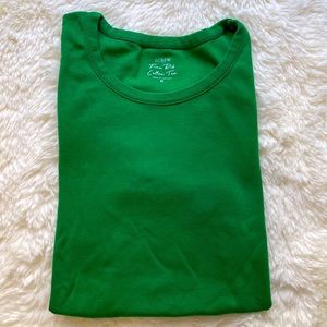 J. Crew Fine Rib Cotton Tee Shirt Size M Green